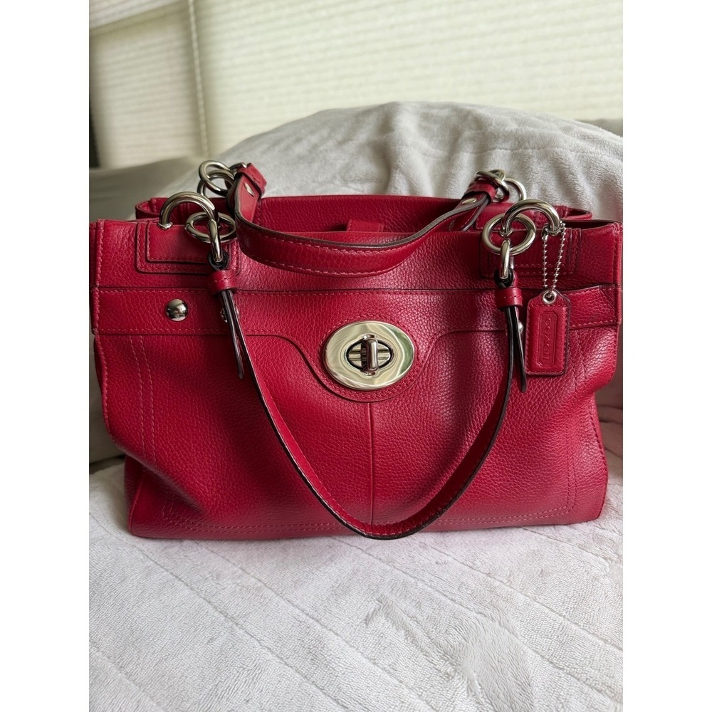 COACH Penelope Satchel | Red Pebbled Leather Y2K Vintage Carryall Bag F16531